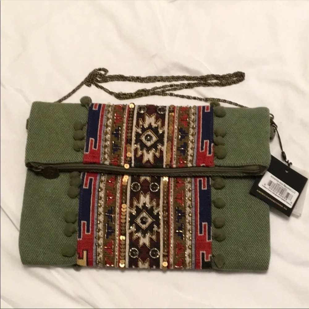 NWT ❤️ America and Beyond - Olive Green Embellished Clutch - OS